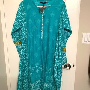 Khaadi Lawn Kurta with embroidered sleeves